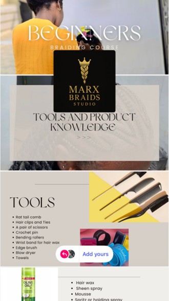 Braiding training at Marx Braids Studio