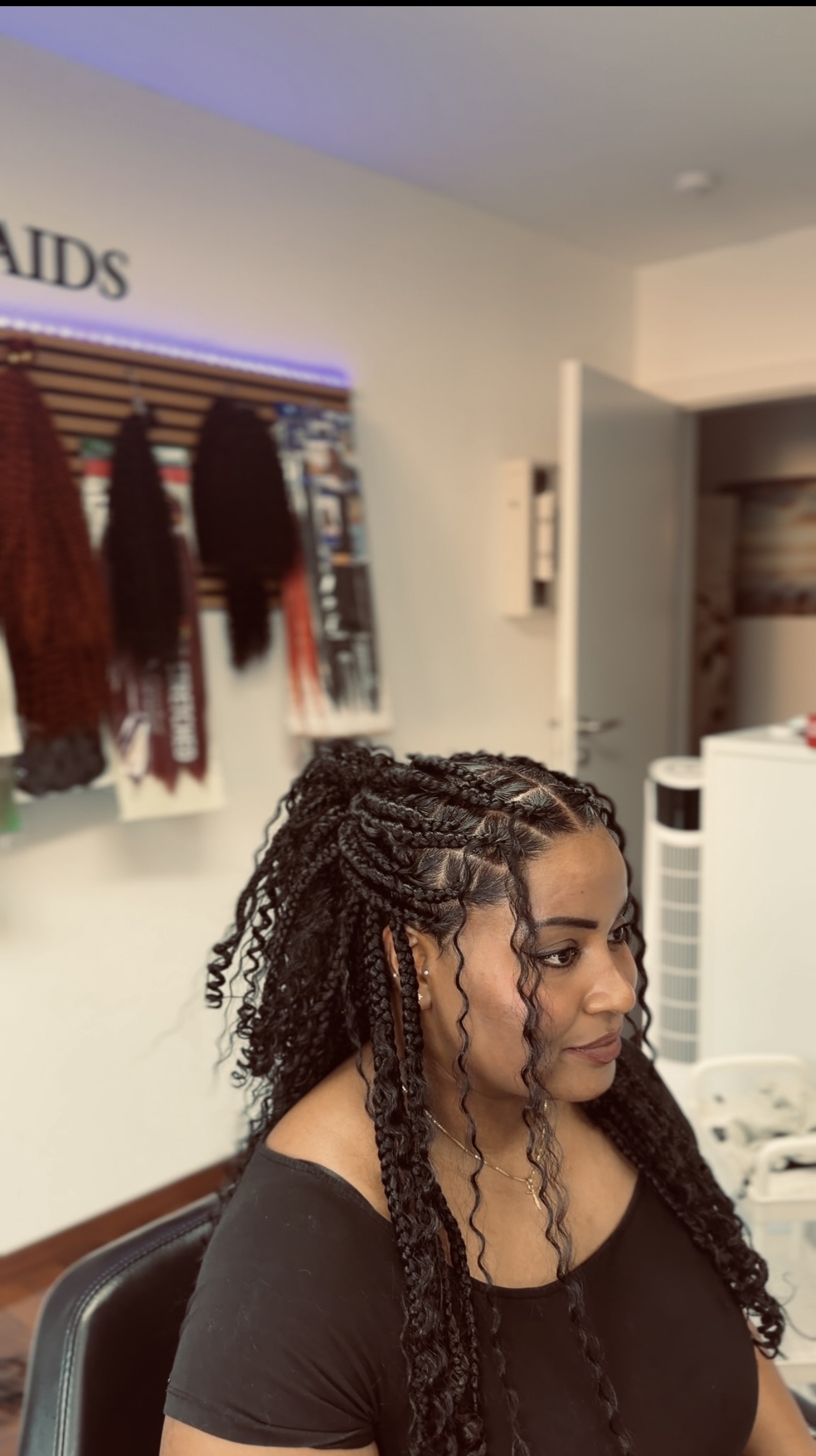 Boho Braids with Synthetic Curls